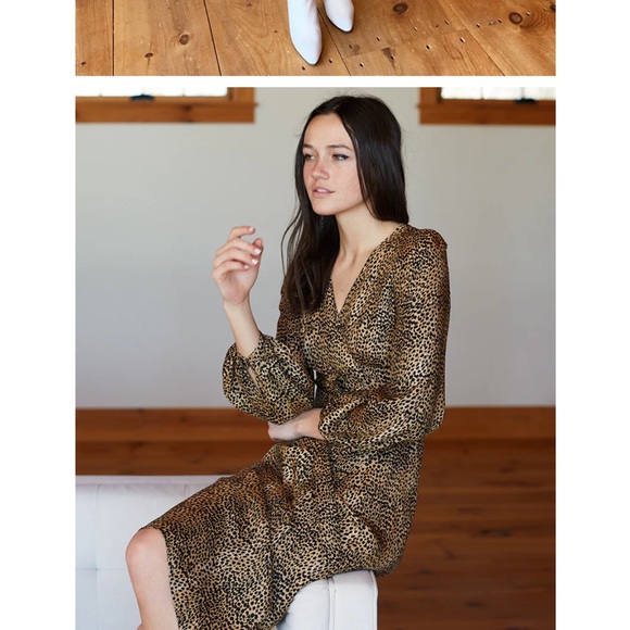 Emerson Fry Juliette Dress Midi Little Cheetah Silk Leopard Wrap 12 14 large - Picture 4 of 9